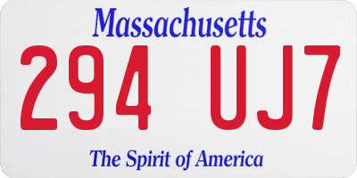 MA license plate 294UJ7