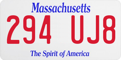 MA license plate 294UJ8