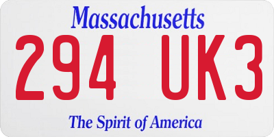 MA license plate 294UK3