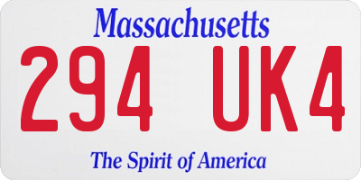 MA license plate 294UK4