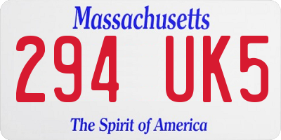 MA license plate 294UK5