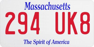 MA license plate 294UK8