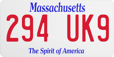 MA license plate 294UK9