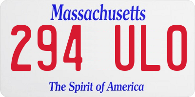 MA license plate 294UL0