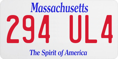MA license plate 294UL4