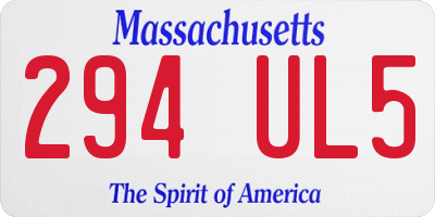 MA license plate 294UL5