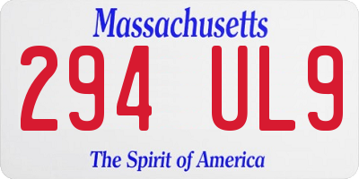 MA license plate 294UL9