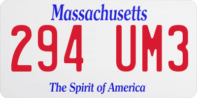 MA license plate 294UM3