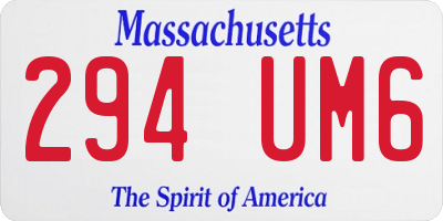 MA license plate 294UM6