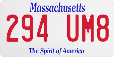 MA license plate 294UM8