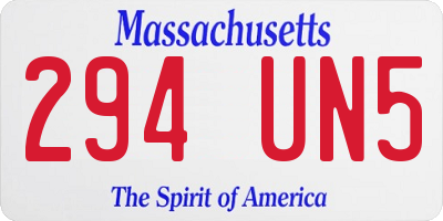 MA license plate 294UN5