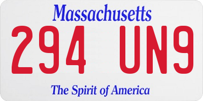 MA license plate 294UN9