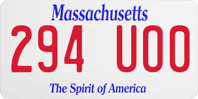 MA license plate 294UO0