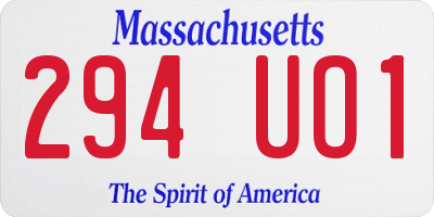 MA license plate 294UO1