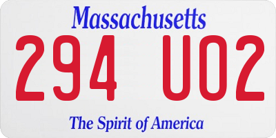 MA license plate 294UO2