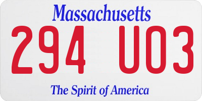 MA license plate 294UO3
