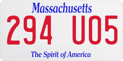 MA license plate 294UO5