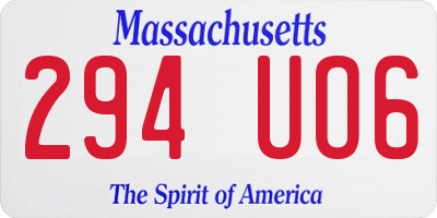 MA license plate 294UO6