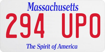 MA license plate 294UP0