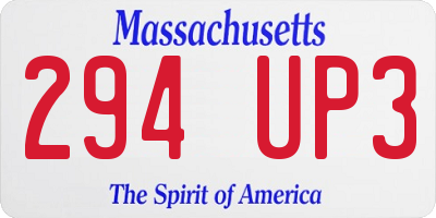 MA license plate 294UP3