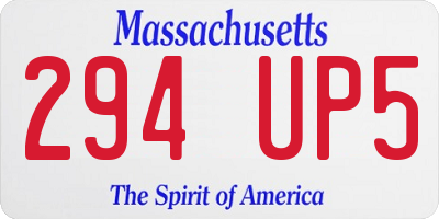 MA license plate 294UP5