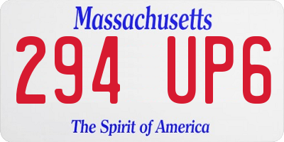 MA license plate 294UP6