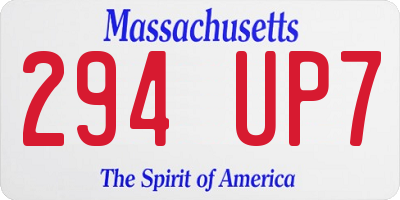 MA license plate 294UP7