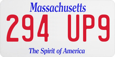 MA license plate 294UP9