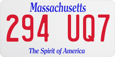 MA license plate 294UQ7