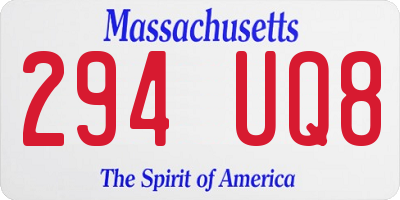 MA license plate 294UQ8
