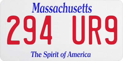MA license plate 294UR9