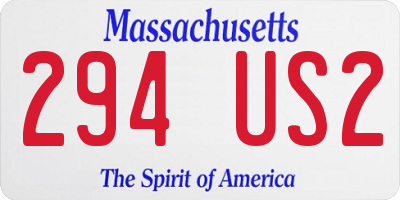 MA license plate 294US2