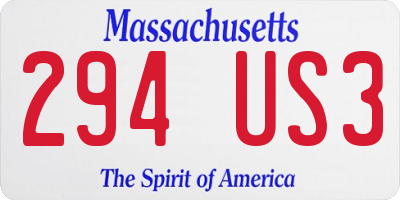 MA license plate 294US3