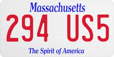 MA license plate 294US5
