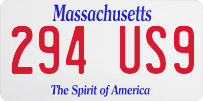 MA license plate 294US9
