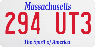 MA license plate 294UT3