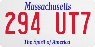 MA license plate 294UT7