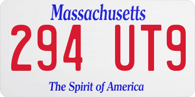 MA license plate 294UT9