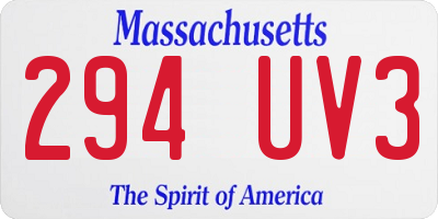 MA license plate 294UV3