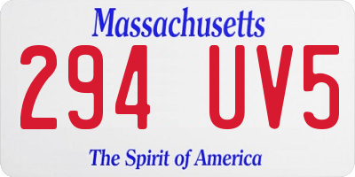 MA license plate 294UV5