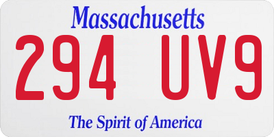 MA license plate 294UV9