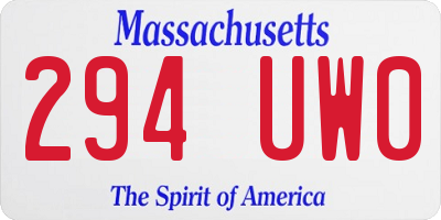 MA license plate 294UW0