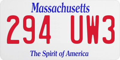 MA license plate 294UW3