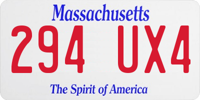 MA license plate 294UX4