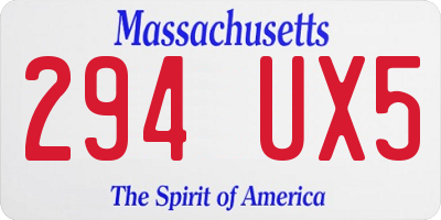 MA license plate 294UX5