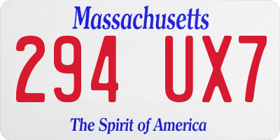 MA license plate 294UX7
