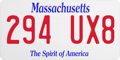 MA license plate 294UX8
