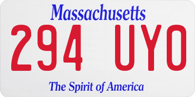 MA license plate 294UY0