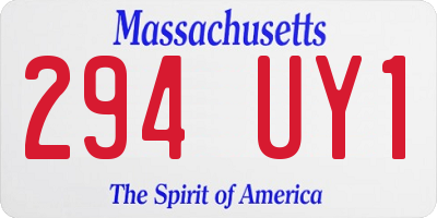 MA license plate 294UY1