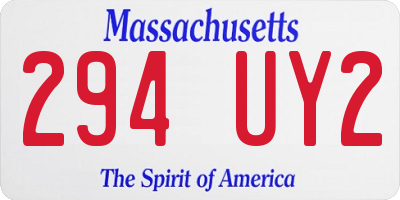 MA license plate 294UY2